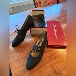 Salvatore Ferragamo Black Lacing Heeled Shoes